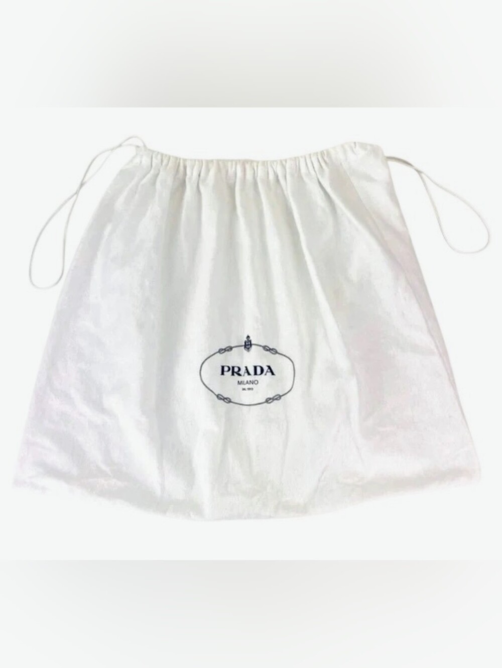EUC Prada Dust Bag - White Cotton Drawstring w/ Black Logo